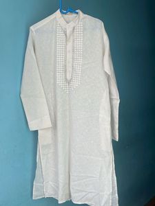 White Designer Embroidered Kurta set with pant fro