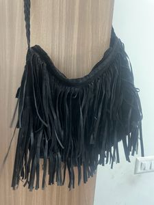 Black Fringed Bag