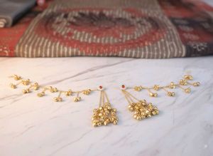 Golden kashmiri earing with kanchhadi chain