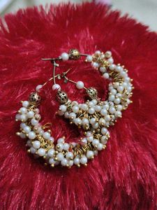 Pearl & Gold Hoop Earrings
