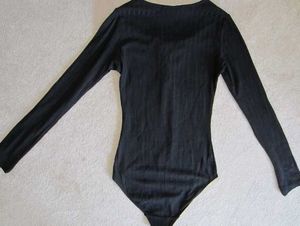 WOMENS H&amp;M BLACK LONG SLEEVE LACE UP STRETCH KNIT