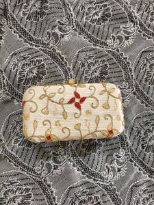 Embroidered Clutch with Chain