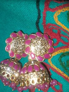 Pink Jhumka Earrings