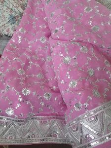 Pink Embroidered Saree