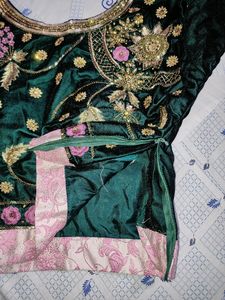 Green Padded Blouse (Pink &amp; Golden Work)