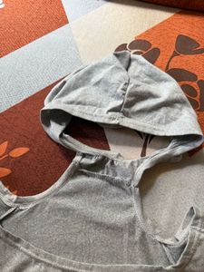 Gray Cold Shoulder Hoodie Top