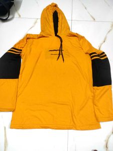 Yellow &amp; Black Color Block Hoodie