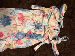 Floral Print Knot Strips &amp; Slit Dress