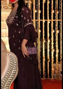 Wine Chinon Heavy Gotta Patti Indowestern Dress