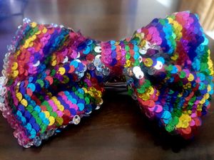 Rainbow Sequin Hair Bow