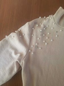 Pearl Embellished Knit Top