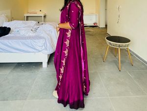 Elegant Purple Embroidered Lehenga With Plate
