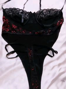 Red &amp; Black Lace Lingerie