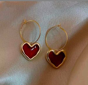 Sweet Red Heart Hoop Earrings