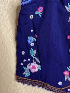 Floral Embroidered Navy Crop Top