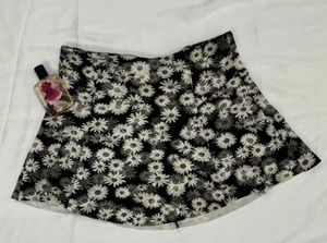 Black Floral Winter Mini Skirt