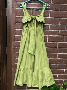 Olive Cotton Midi Dress