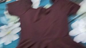 zudio Burgundy Cold Shoulder Top