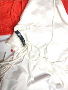 ✨White Zara Backless Top+ Crop knoted Top✨