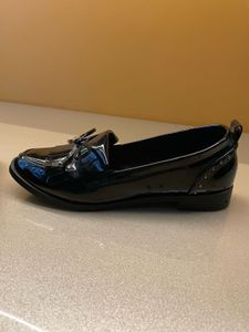 new bright shiny black westside loafers