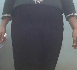 Stretchable Pant With Net Design Black Colour