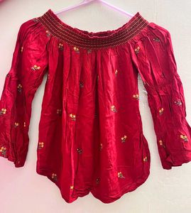 Red Off Shoulder Top Brand Factory