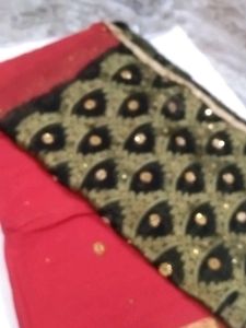 Red Black Festival Saree