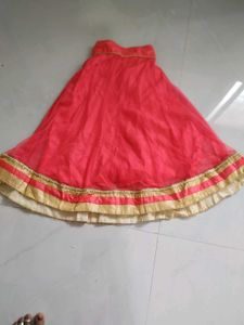 Coral & Gold Girls Lehenga Skirt