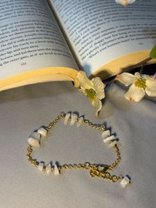 Gold &amp; White Stone Bracelet