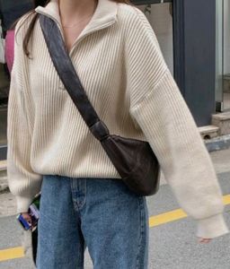 Printerest Knit Half Zipup Sweater