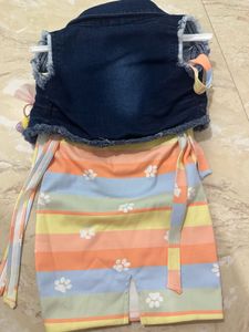 Cute Girls Dress &amp; Denim Vest Set