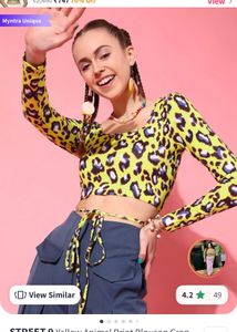 Yellow Animal Print Crop Top