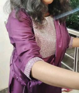 Elegant Purple Kurta Set(Kurta+Pants+Duppata)