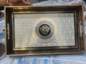 Wooden Tray Set In Versace Print