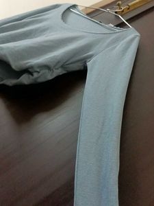 Zudio Blue Full Handed TshirtStretch Ribbed Cotton