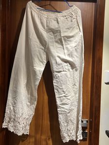 White Embroidered Palazzos