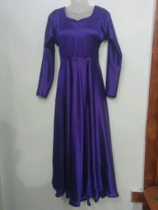 Pruple Satin Gown With Pant