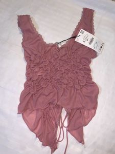 ZARA Gathered Tie Top