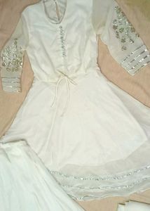White Lengha Frock &amp; Dupatta