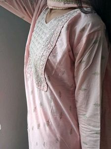 Blush Pink Embroidered Kurti Set💖