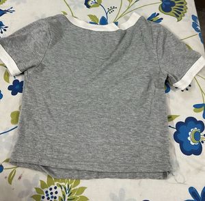 Gray Square Neck Top