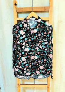 Black Floral Shirt Size-38