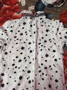 Dalmatian Print Sequin Trim Top