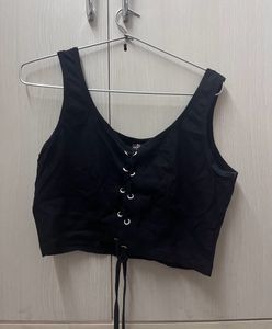 TEXCO Lace Up Crop Top