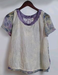 Lavender Women&#39;s Tie Dye Blouse Top Tunic
