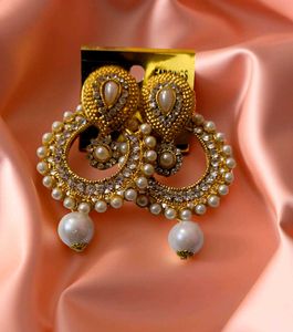 Designer Ethics Party Wear Pearl & Stone Earrings