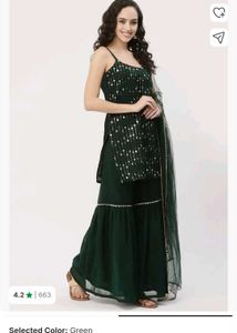 Green Sequin Kurta Set