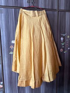 Gold Pleated Midi Skirt