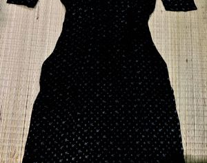 Patterned Black Kurta
