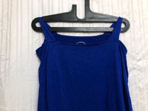 Blue Cold Shoulder Top